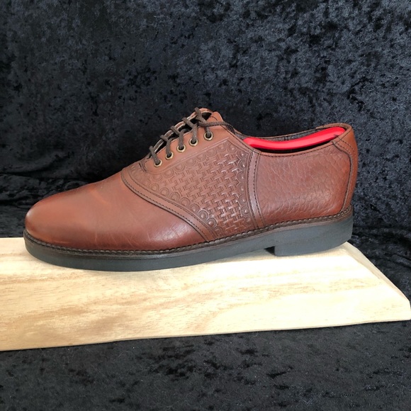 HS Trask Leather Weave Saddle Dress Shoe Oxford Brown, 8.5 M - Picture 8 of 11